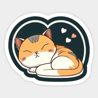 Sleepy Cat Valentine's Day Sticker